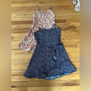 Floral Kids Dress Set - Blue and Multicolor - SHEIN